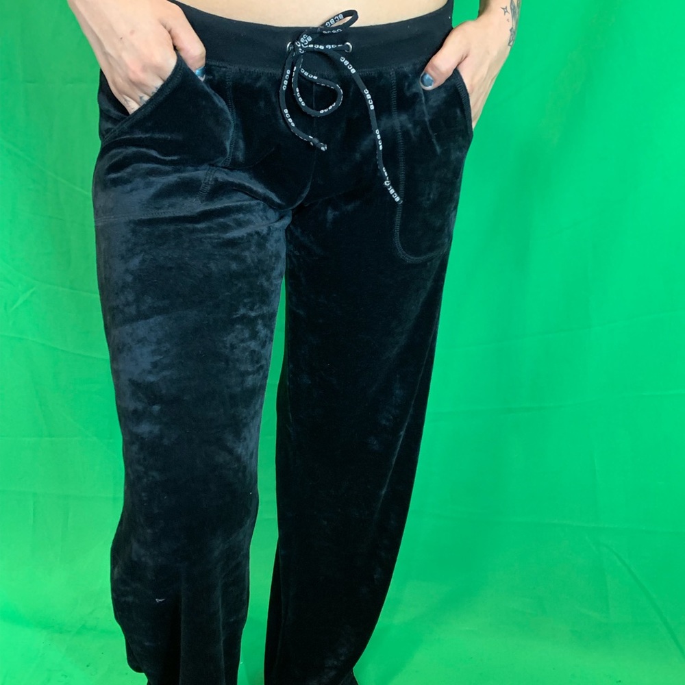 BCBG Black Velour Track Pants / Sweatpants